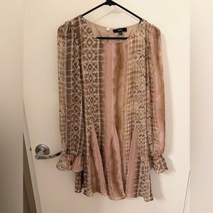 Lulu's Pink and Brown Patterned Dress